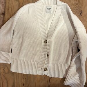 Abercrombie & Fitch Cream Button-Up Cardigan